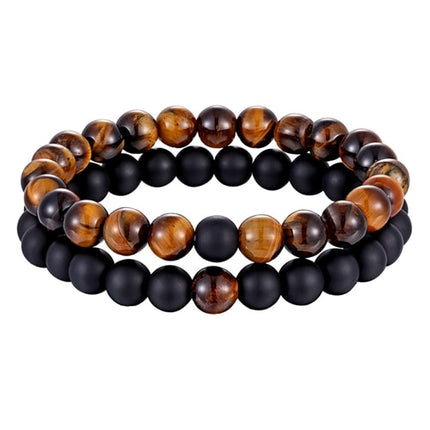 Natural Stone Beaded Bracelets Pair for Couples - Wnkrs