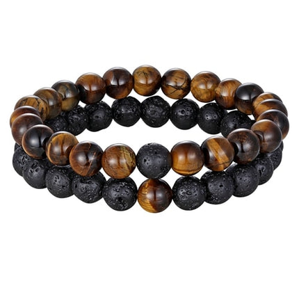 Natural Stone Beaded Bracelets Pair for Couples - Wnkrs