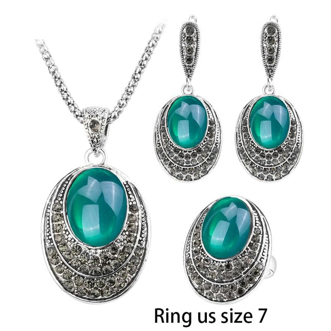 Exquisite Vintage Oval Shaped Women's Jewelry Set - Wnkrs