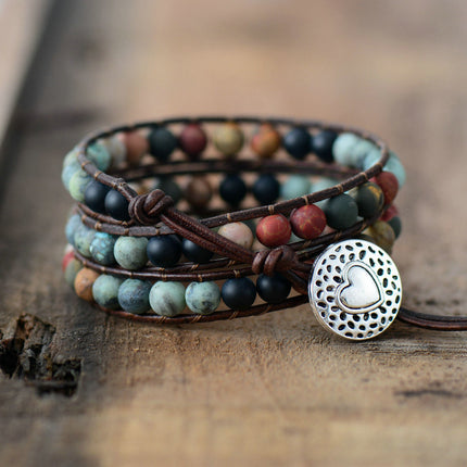 Bohemian Beaded Leather Wrap Bracelet - Wnkrs