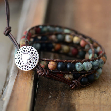 Bohemian Beaded Leather Wrap Bracelet - Wnkrs