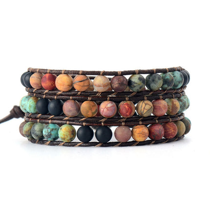 Bohemian Beaded Leather Wrap Bracelet - Wnkrs