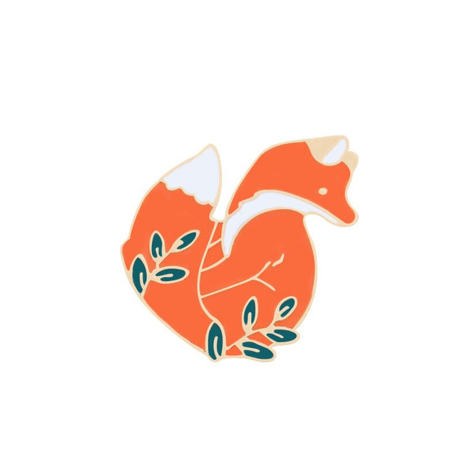 Cartoon Gold / Silver Fox Enamel Brooch - Wnkrs