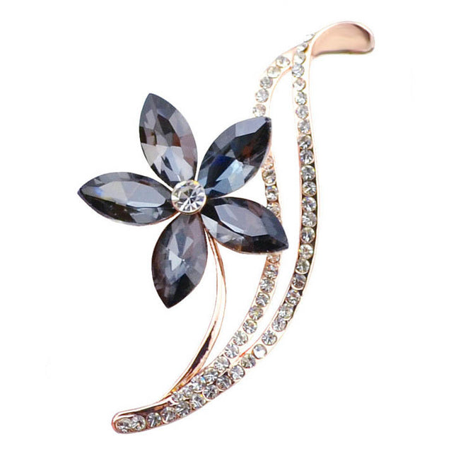 Elegant Flower Shaped Sparkling Metal Women's Brooch - Wnkrs