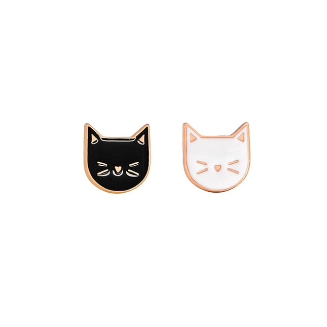 Cartoon Cat Shaped Enamel Pins 2 pcs Set - Wnkrs