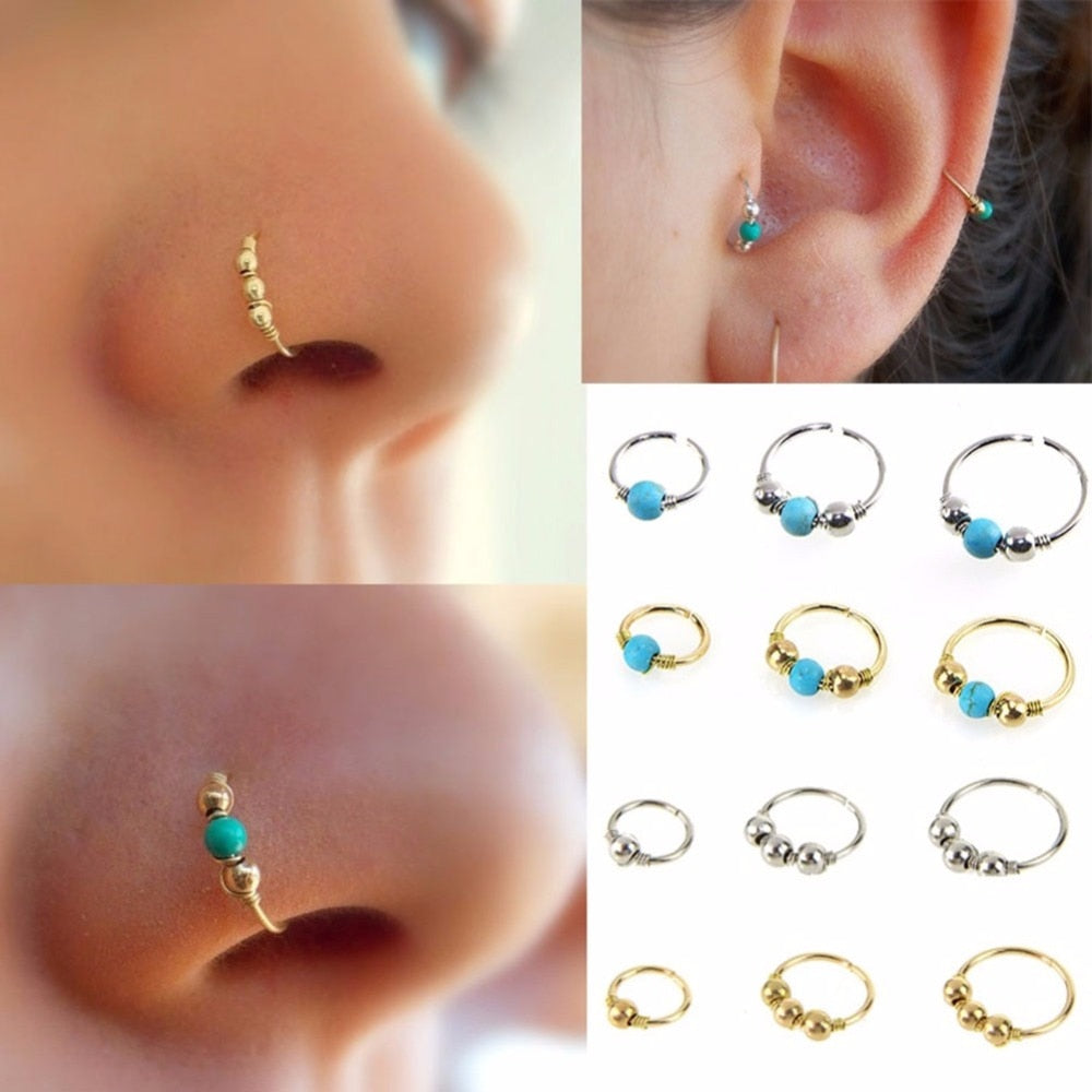 Beads Design Hoop Body Piercing, 3Pcs/Set