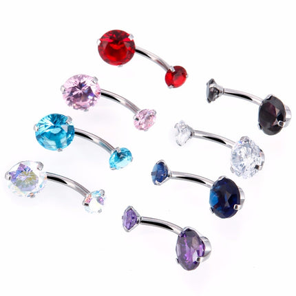 Elegant Cubic Zirconia Crystal Piercing Belly Ring - Wnkrs