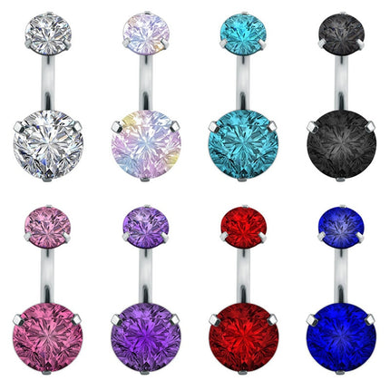 Elegant Cubic Zirconia Crystal Piercing Belly Ring - Wnkrs