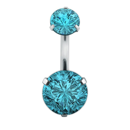 Elegant Cubic Zirconia Crystal Piercing Belly Ring - Wnkrs