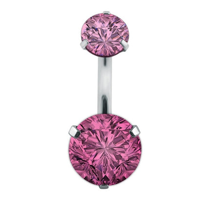 Elegant Cubic Zirconia Crystal Piercing Belly Ring - Wnkrs