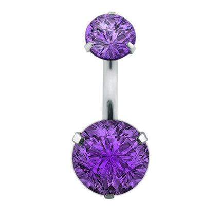 Elegant Cubic Zirconia Crystal Piercing Belly Ring - Wnkrs