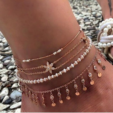 Multi Layer Anklet Set for Women - Wnkrs