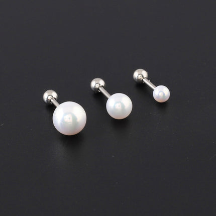 Women's Stainless Steel Screw Barbell Rings with Pearl Ball - Wnkrs