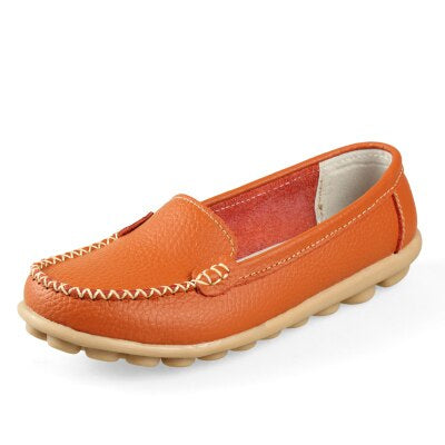 Casual Slip-On Leather Women's Loafer Shoes - Wnkrs