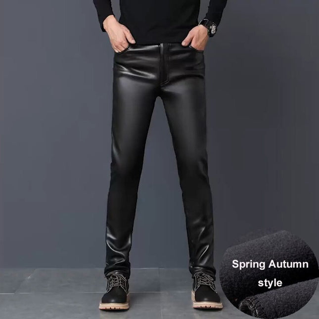 Men's Faux Leather Warm Pants - Wnkrs