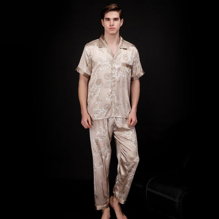 Men's Asian Style Satin Shirt and Pants Pajama Set - Wnkrs