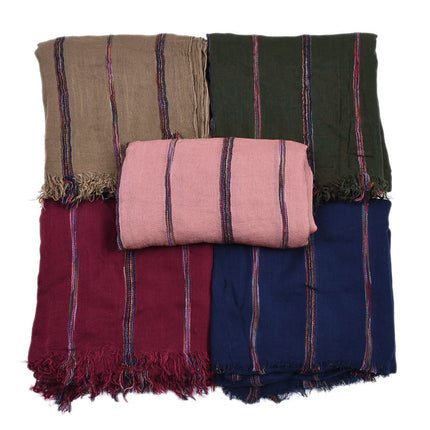 Men's Cotton and Linen Striped Scarf - Wnkrs