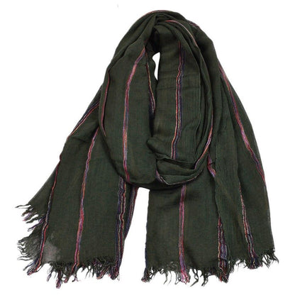 Men's Cotton and Linen Striped Scarf - Wnkrs