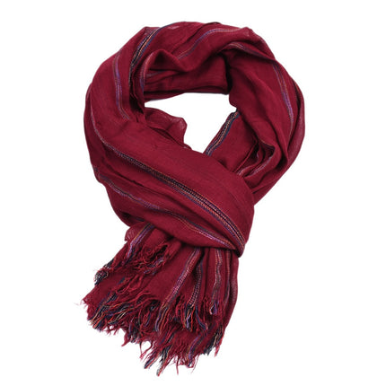 Men's Cotton and Linen Striped Scarf - Wnkrs