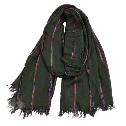 Men's Cotton and Linen Striped Scarf - Wnkrs