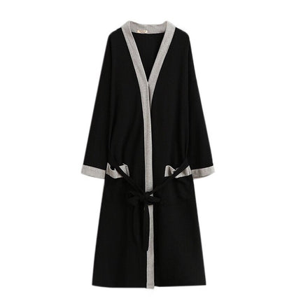 Men's Black Cotton Waffle Bathrobe - Wnkrs