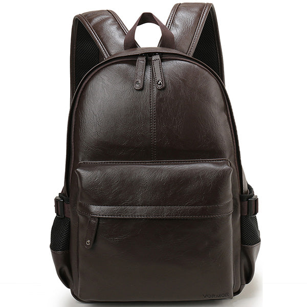 Men's Solid Color Eco-Leather Backpack - Wnkrs