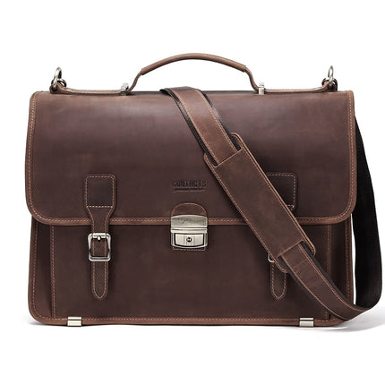 Men's Retro Leather Shoulder Briefcase - Wnkrs