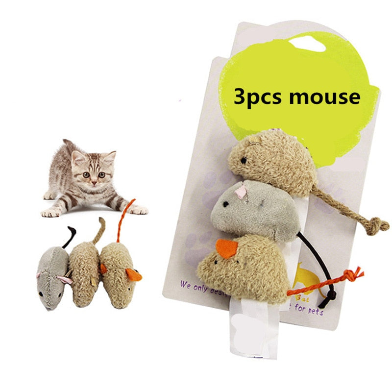 Plush Mouse Cat Toy 3 Pcs Set