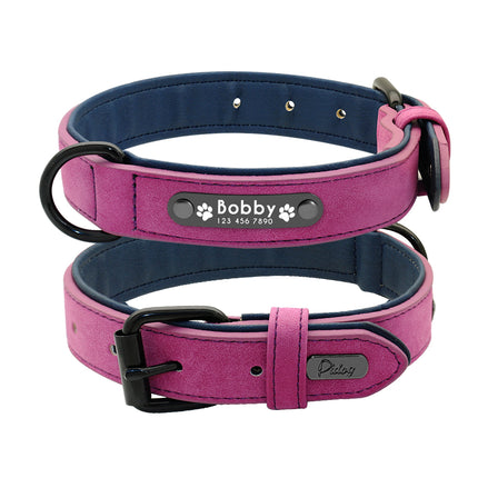 Dog's Leather Collar with ID Tag - wnkrs