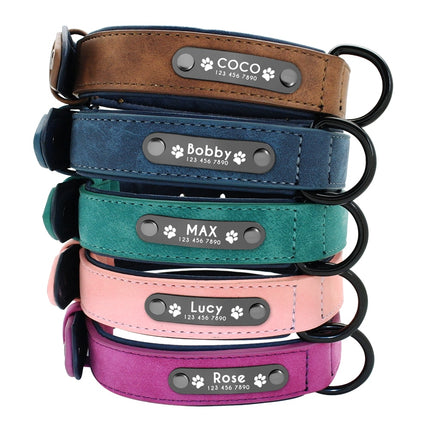 Dog's Leather Collar with ID Tag - wnkrs