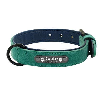 Dog's Leather Collar with ID Tag - wnkrs