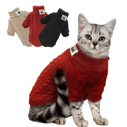 Warm Wool Knitted Turtleneck Cat Sweater - wnkrs