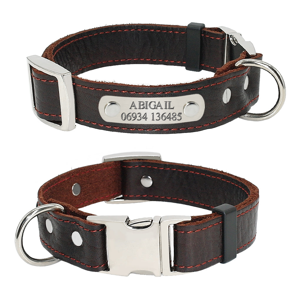 Vintage Style Leather Customizable Dog Collar