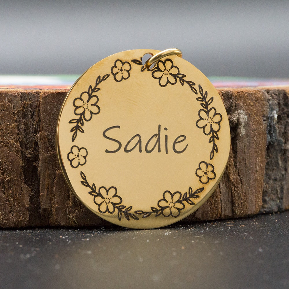 Personalized Patterned Round Dog ID Tag