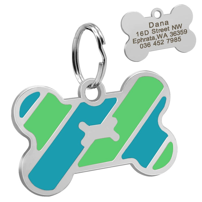 Dog's Striped Bone Shaped ID Tag - wnkrs