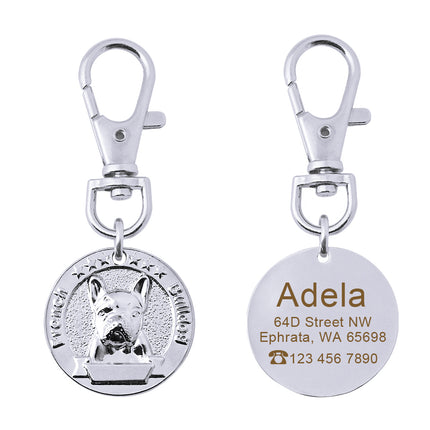 Dog's Custom Engraving Design Silver ID Tag - wnkrs