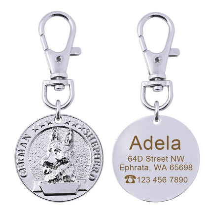 Dog's Custom Engraving Design Silver ID Tag - wnkrs