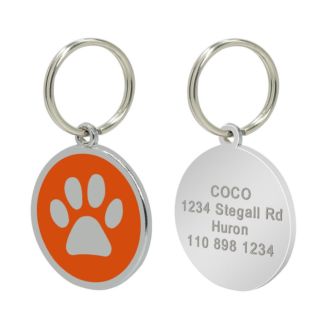 Dog's Silver Paw Patterned ID Tag - wnkrs