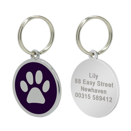 Dog's Silver Paw Patterned ID Tag - wnkrs