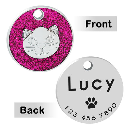 Engraved Texting Glitter Design ID Tag - wnkrs