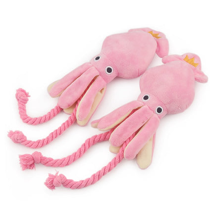 Plush Pink Squid Dog Toy - wnkrs