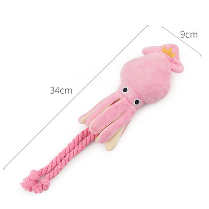 Plush Pink Squid Dog Toy - wnkrs