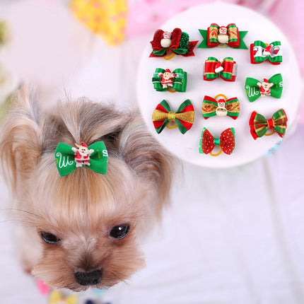 Pet Glitter Christmas Hair Bows 20 Pcs Set - wnkrs