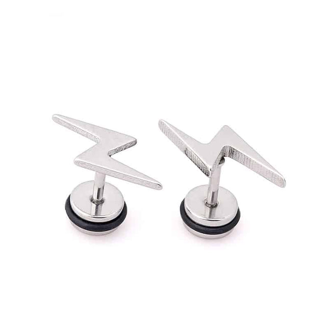 Men's Classic Lightning Shaped Stud Earrings - Wnkrs