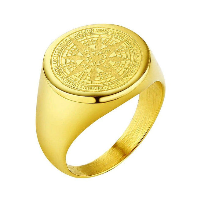 Men's Simple Compass Patterned Ring - Wnkrs