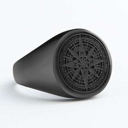 Men's Simple Compass Patterned Ring - Wnkrs