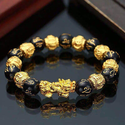 Buddhism Obsidian Stone Beaded Bracelet - Wnkrs