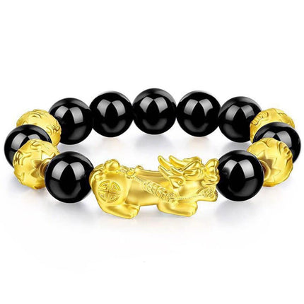 Buddhism Obsidian Stone Beaded Bracelet - Wnkrs