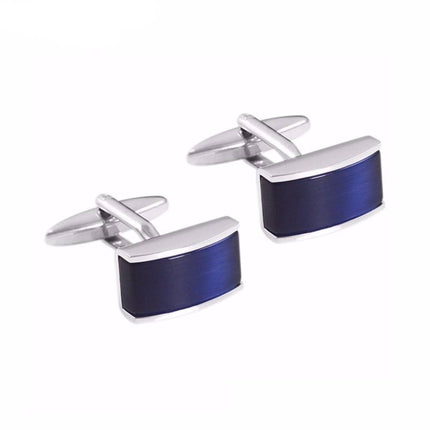 Men's Rectangular Blue Crystal Cuff Links - Wnkrs