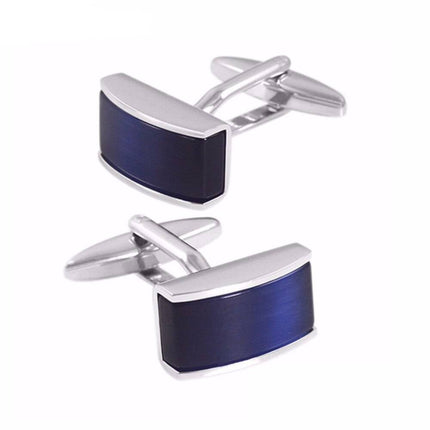 Men's Rectangular Blue Crystal Cuff Links - Wnkrs